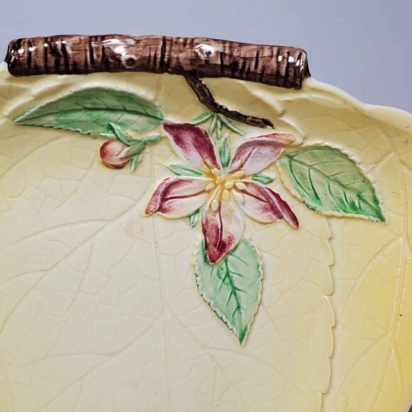 Carlton Ware Yellow Candy Dish Pink Flower Vintage - Picture 2 of 8